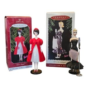 Barbie Hallmark Keepsake Ornament Silken Flame & Solo In The Spotlight Lot of 2